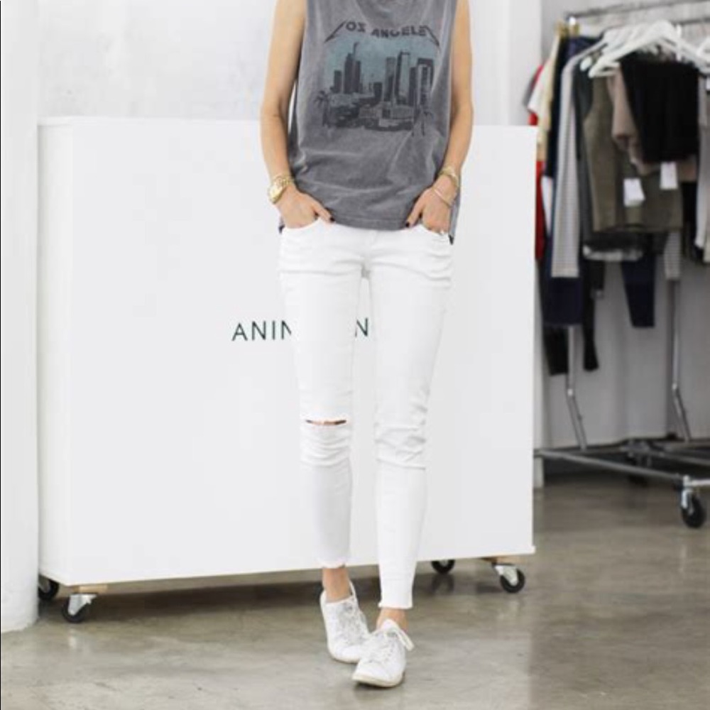 Anine Bing white low rise skinny jeans